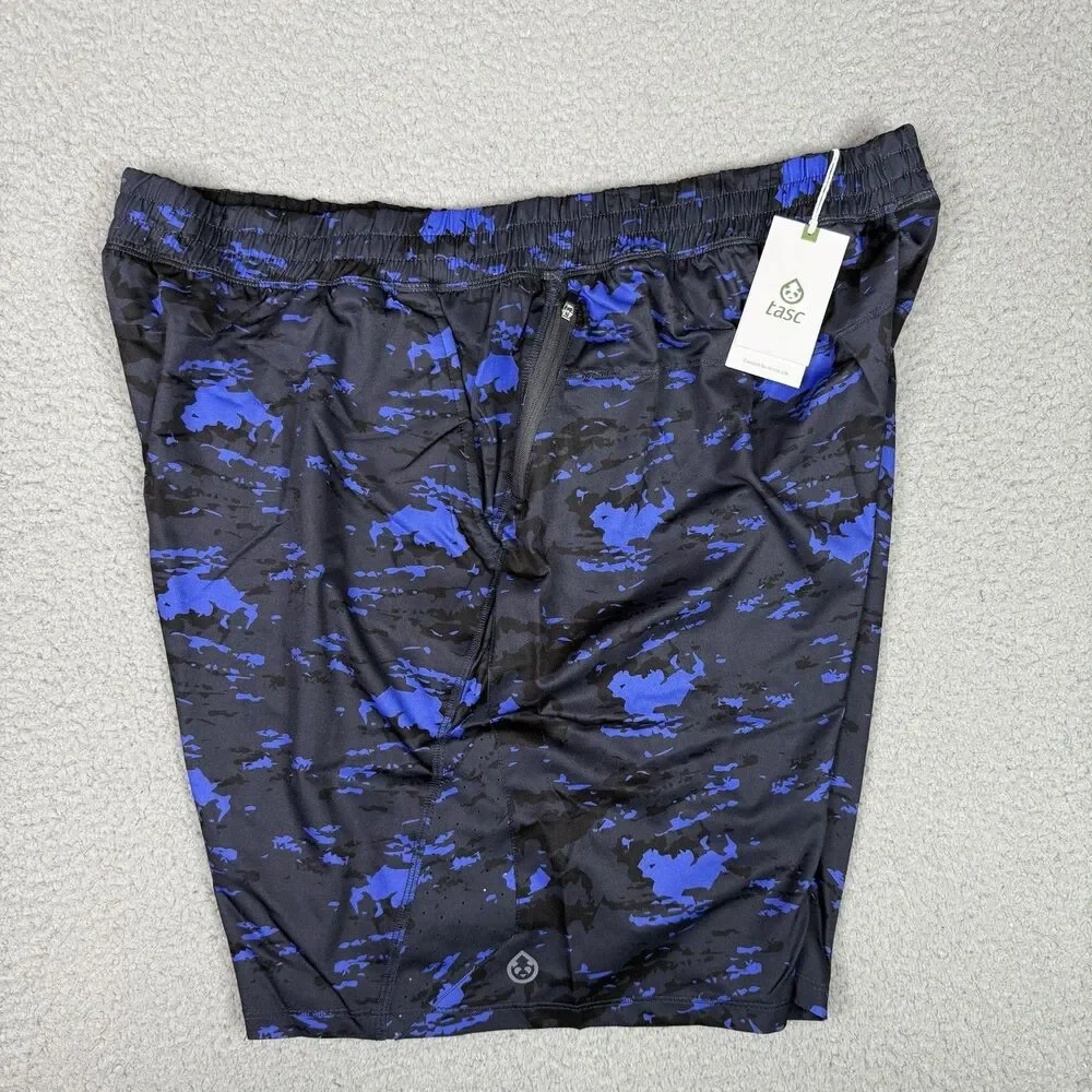 tasc Performance Weightless Shorts Mens XXL Blue Black Camo 7